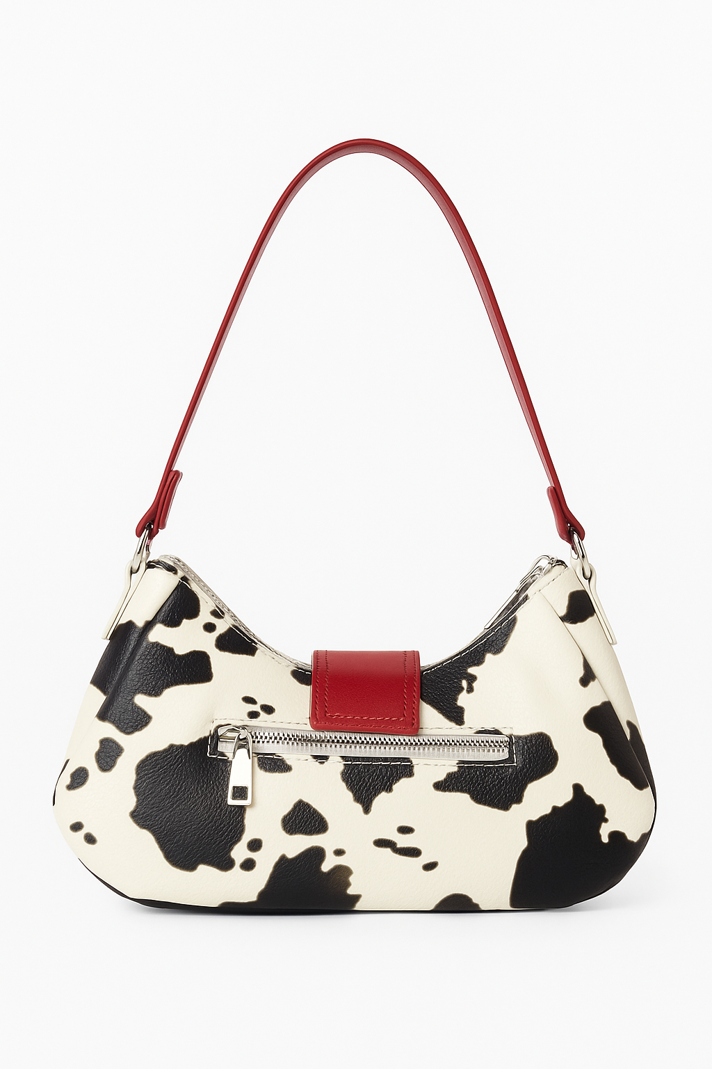 NEW! Leather Cow Print Shoulder Bag (Red)