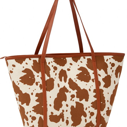 NEW! Cow Print Tote (Brown)