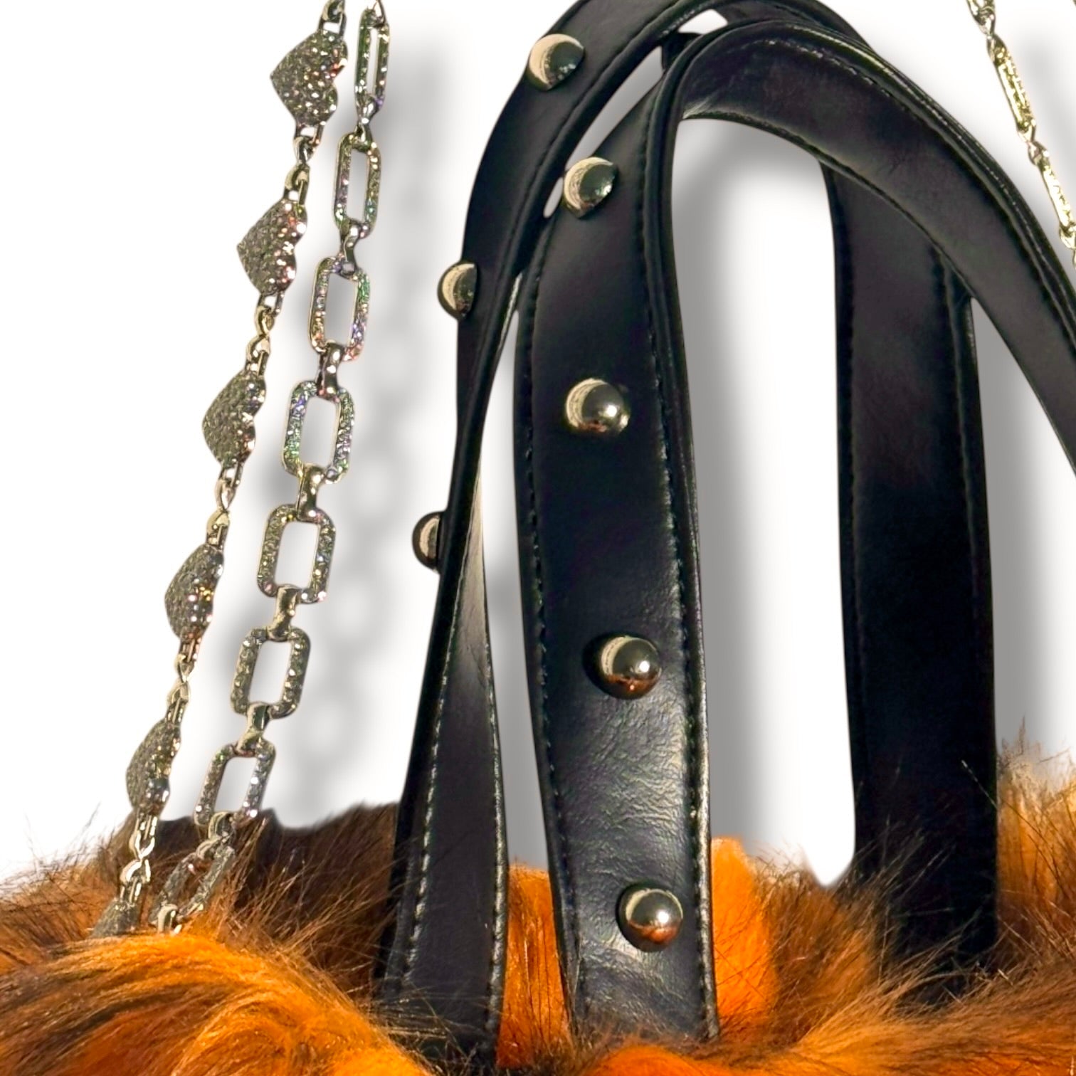 Midnight Mink Fur Bag | Orange