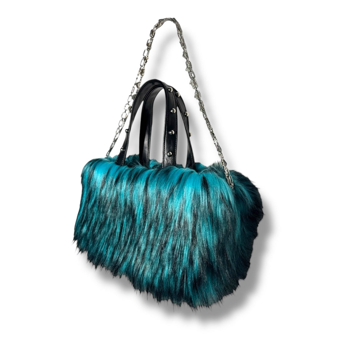 Midnight Mink Fur Bag | Teal