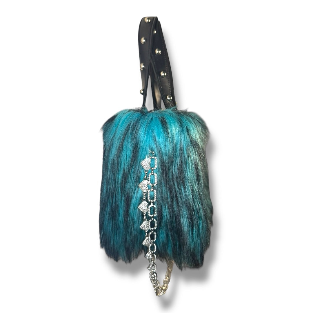 Midnight Mink Fur Bag | Teal