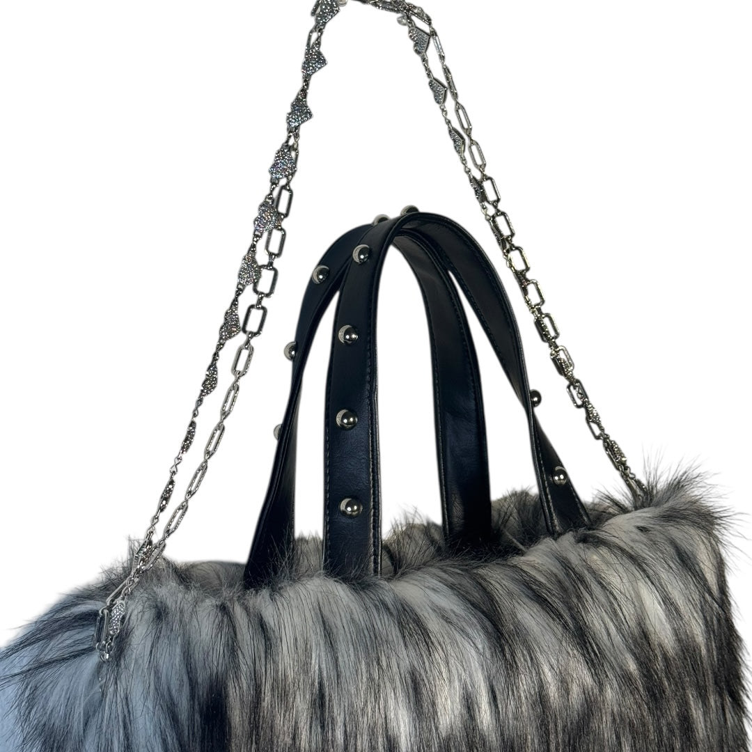 Midnight Mink Fur Bag | White
