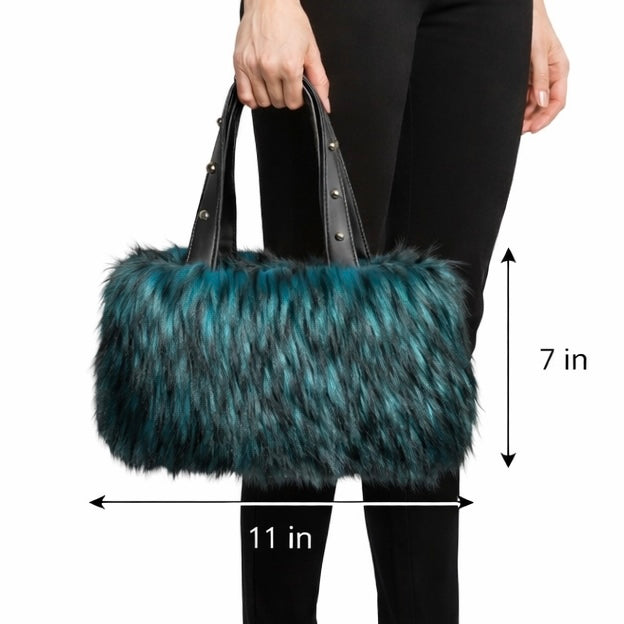 Midnight Mink Fur Bag | Teal