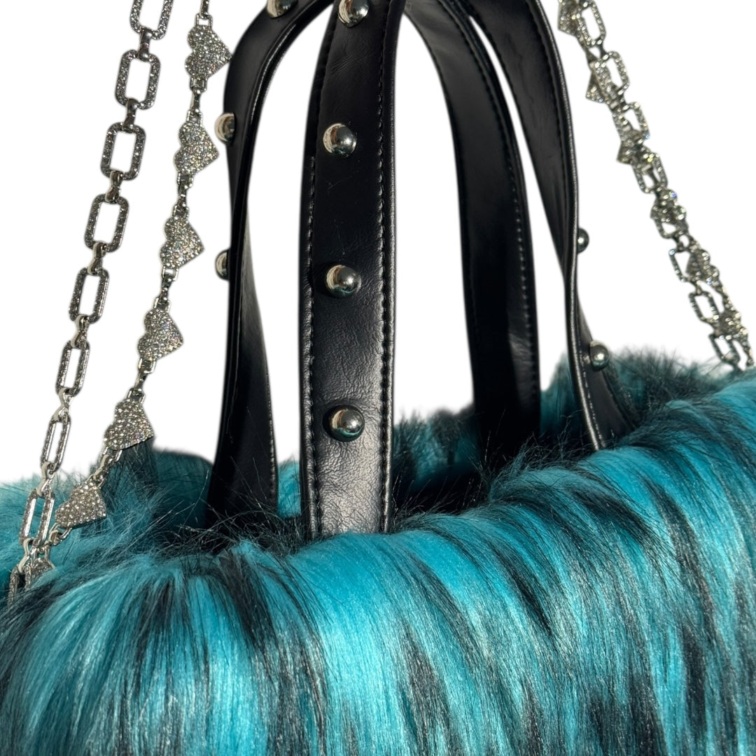 Midnight Mink Fur Bag | Teal