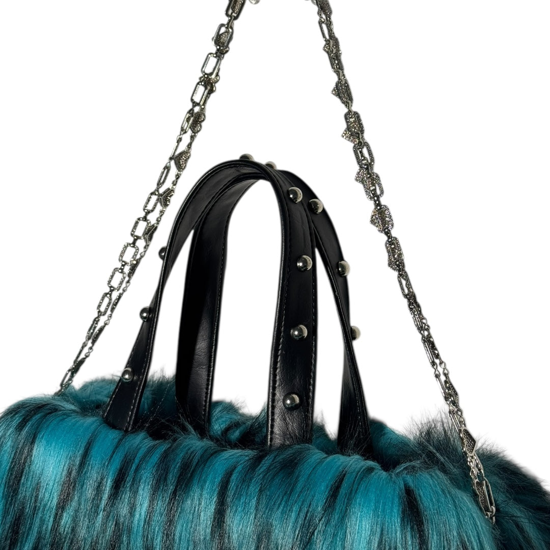 Midnight Mink Fur Bag | Teal