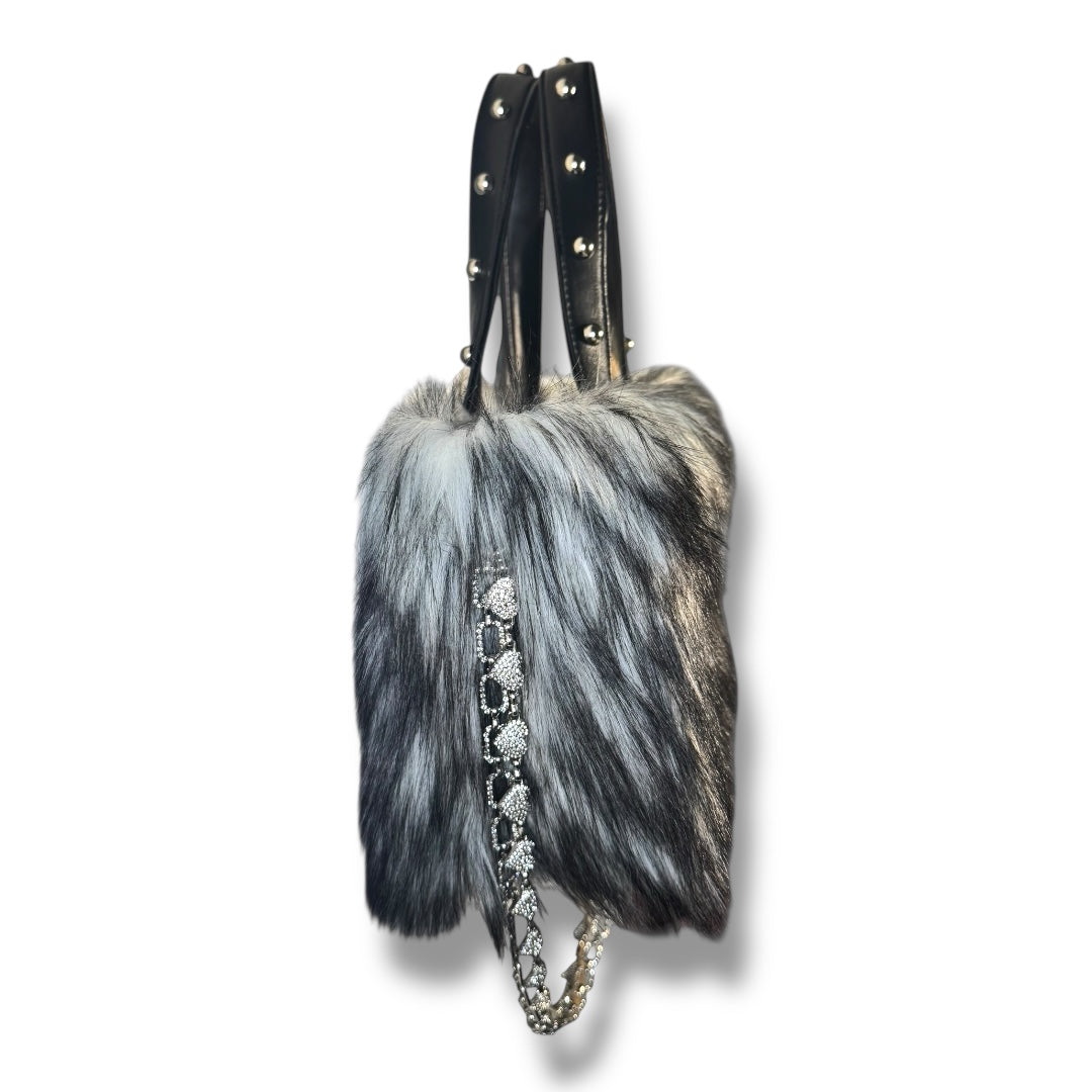 Midnight Mink Fur Bag | White